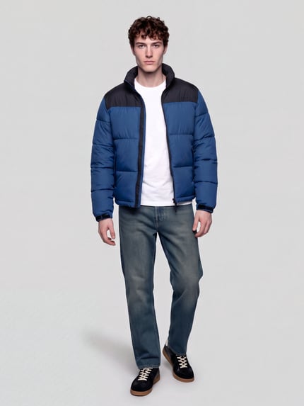ONLY & SONS Regular Fit Steppjacke mit hohem Stehkragen Modell 'ONSMAVERICK' Ocean Melange 1