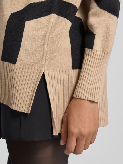 Apricot Sweter z dzianiny z mieszanki wiskozy ze wzorem ze stójką Złamany biały 3