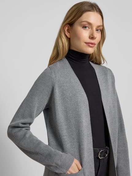 VERO MODA Lange cardigan van viscosemix, model 'SABA' Middengrijs gemêleerd - 3