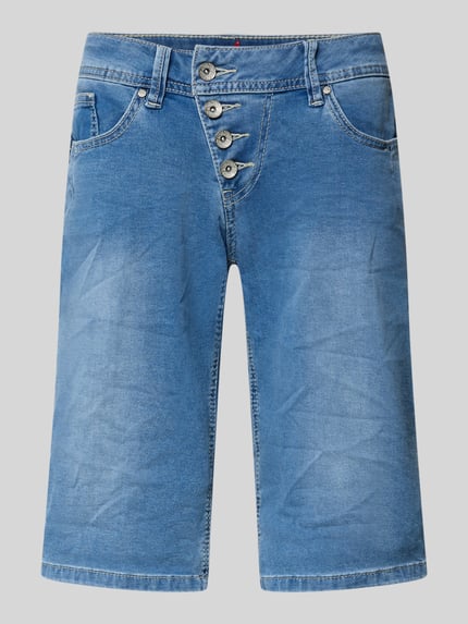 Produktfoto, Jeansshorts mit asymmetrischem Knopfverschluss Modell 'Malibu' von Buena Vista in Blau, 5-Pocket-Design, Baumwoll-Mix, Straight Fit