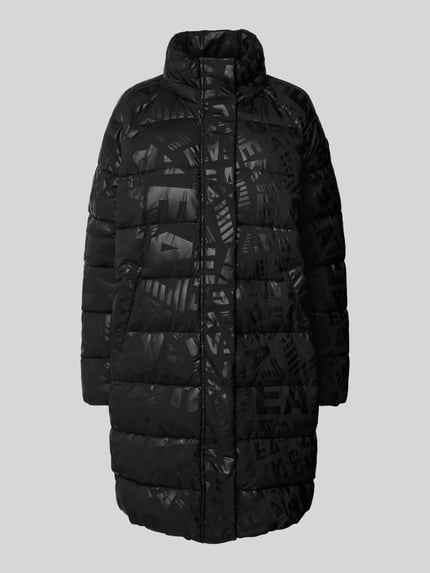 EA7 Emporio Armani Regular Fit Steppmantel mit Allover-Logo-Print Modell 'Caban' Black 2