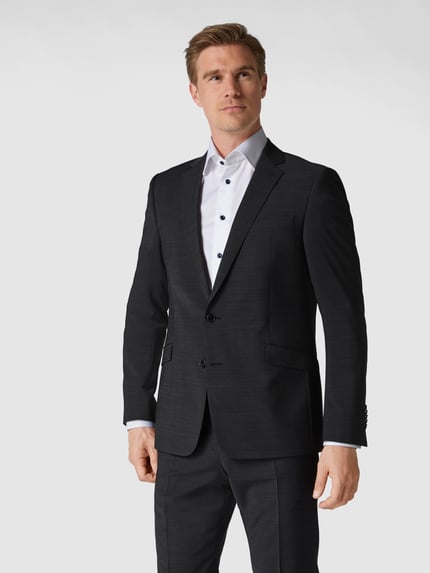 Strellson Slim fit 2-knoops colbert met wol 'Flex Cross' Antraciet - 4