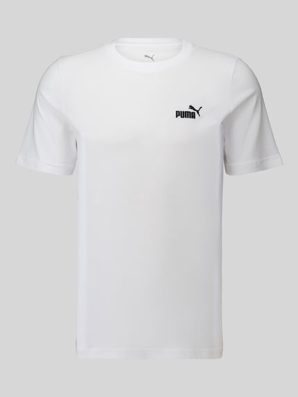 Produktfoto, Regular Fit T-Shirt aus reiner Baumwolle von PUMA in Weiß mit Rundhalsausschnitt und Label-Stitching, glatte Textur.