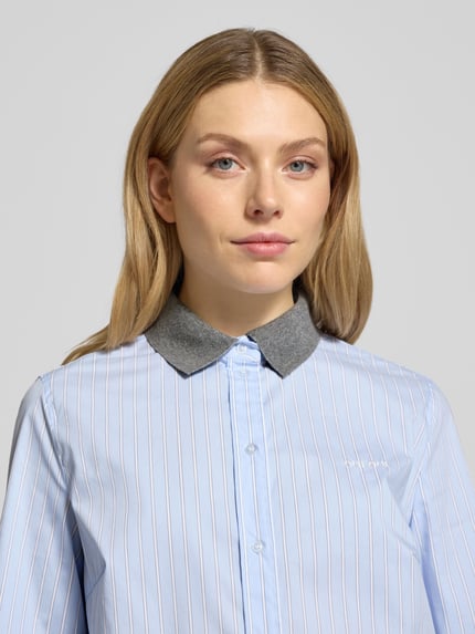 Oui Relaxed fit Overhemdblouse mit Overhemdkraag Model 'Nina' Lichtblauw - 3