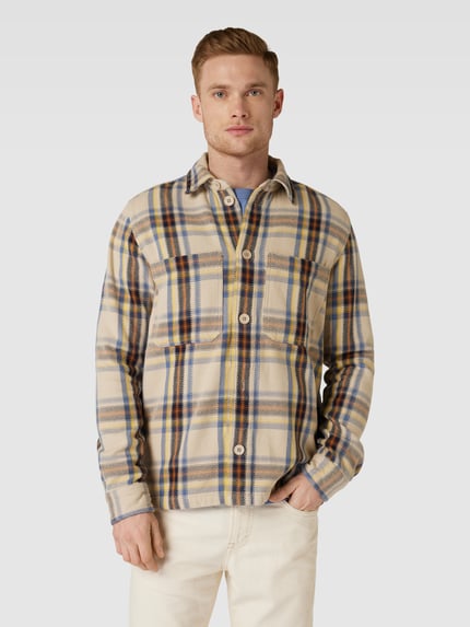 KnowledgeCotton Apparel Regular fit overhemdjack met opgestikte borstzakken Middenbruin - 4
