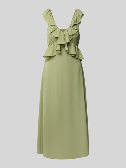 VILA Midikleid mit Volants Modell 'ELKE' Schilf 2