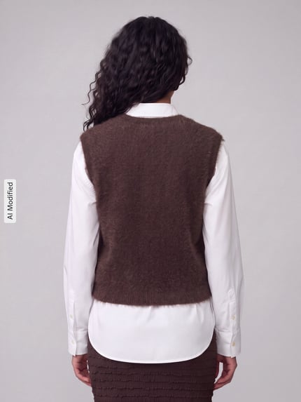 OPUS PANTS Regular Fit Strickweste mit Woll-Anteil Modell 'Porah' Dunkelbraun 4