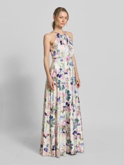 Jake*s Cocktail Maxi-jurk van satijn met bindceintuur Ecru - 1