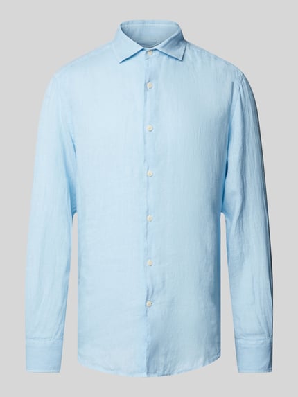 MC2 Saint Barth Regular Fit Leinenhemd mit Kentkragen Modell 'PAMPLONA' Hellblau 2