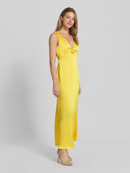 VERO MODA Schmales Abendkleid mit Rosen-Applikation Modell 'GIANNA' GELB 1
