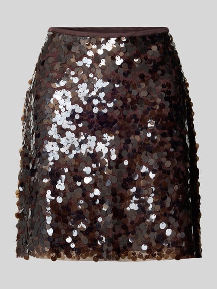 Produktfoto, Minirock mit Paillettenbesatz Modell 'PELEOA' von ICHI, elastischer Material-Mix, A-Linie, schimmernde Struktur