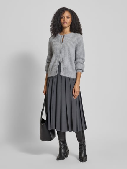 Fynch-Hatton Loose Fit Strickjacke aus Alpaka-Mix mit Woll-Anteil Hellgrau Melange 1