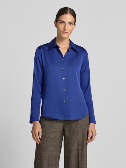 MANGO Slim Fit Bluse aus Satin Modell 'IDEALE' Royal 4