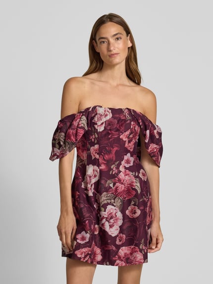 Forever New Tailliertes Cocktailkleid aus Lyocell-Mix mit Leinen-Anteil Modell 'Jacquie' Bordeaux 4