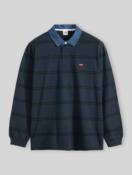 Levi's® Relaxed Fit Poloshirt aus reiner Baumwolle Modell 'RUGBY ENNIS' Dunkelblau 2