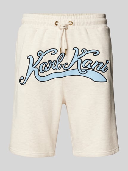 Karl Kani Regular fit sweatshorts met labelstitching Offwhite - 2