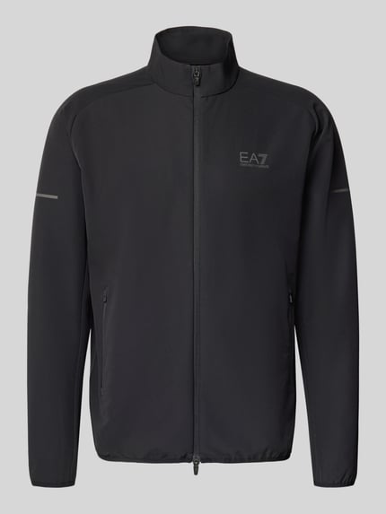 EA7 Emporio Armani Bluza rozpinana o kroju regular fit z nadrukiem z logo model ‘Ventus’ Czarny 2