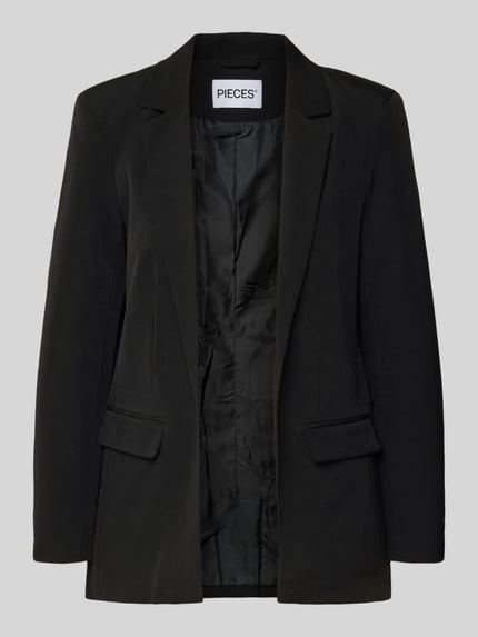 Produktfoto, Loose Fit Longblazer mit Abnähern Modell 'BOZZY' von Pieces, Optik: Unifarben, Reverskragen, Langarm, Pattentaschen, Verschlusslos, Label-Stitching-Applikation