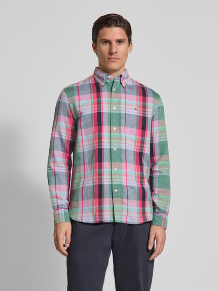 Tommy Hilfiger Regular Fit Freizeithemd aus Baumwoll-Leinen-Mix Rot 4