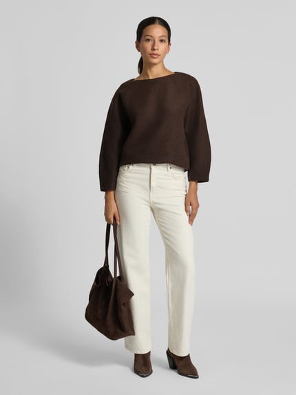 OPUS Regular Fit Sweatshirt mit U-Boot-Ausschnitt Modell 'Gusera' Dunkelbraun 1