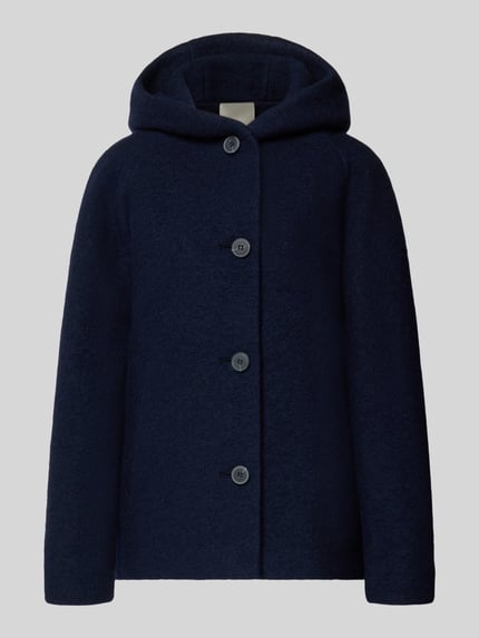 Produktfoto, Regular Fit Jacke aus Woll-Mix mit Kapuze von FUCHS SCHMITT in Dunkelblau, Knopfleiste, strukturierte Oberfläche