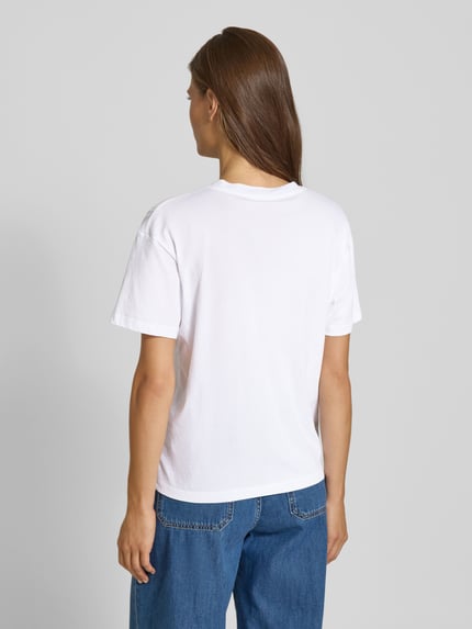Samsøe Samsøe T-shirt z prążkowanym dekoltem w serek model ‘SAELI’ Biały 5