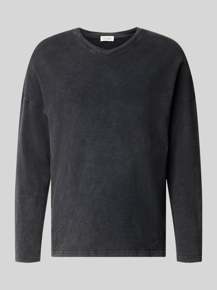Produktfoto, Longsleeve mit überschnittenen Schultern Modell 'SONOMA' van American Vintage in zwart, pure katoen, regular fit, V-hals, heren