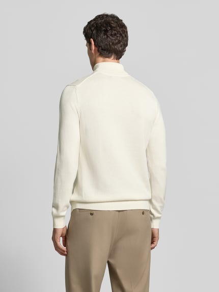 Christian Berg Men Regular Fit Strickpullover aus Baumwoll-Woll-Mix mit Rollkragen Offwhite Melange 5