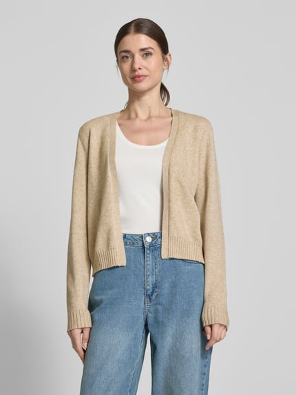 VILA Cardigan mit gerippten Abschlüssen Beige Melange 4
