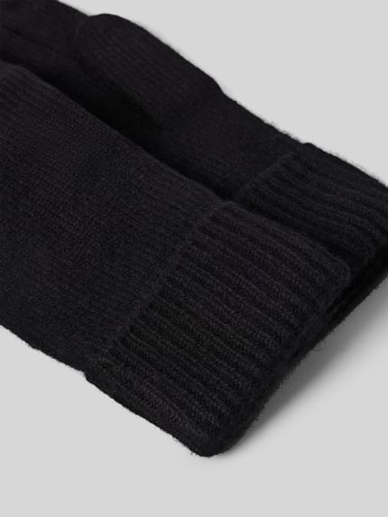 Christian Berg Woman Handschuhe aus reinem Kaschmir mit gerippten Abschlüssen Black 2