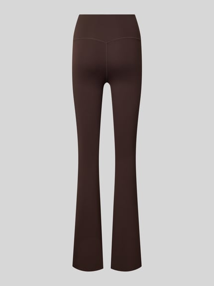 Produktfoto, Leggings mit Logo-Print Modell 'Sense' von aim'n in Braun, Flared Fit, elastischer Bund, glatte Oberfläche, Stretch-Material-Mix