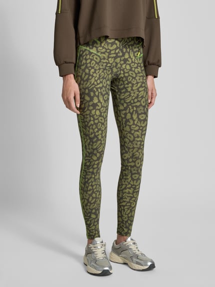 Marc Cain Legginsy sportowe z ozdobnymi szwami Khaki 4