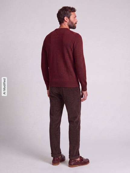 Tommy Hilfiger Regular Fit Pullover aus Lammwoll-Mix Bordeaux Melange 5