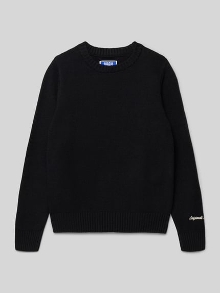JACK & JONES Regular Fit Pullover in Strick-Optik Modell 'Jorno' Black 1