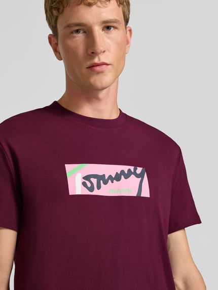Tommy Jeans Regular Fit T-Shirt aus reiner Baumwolle Bordeaux 3