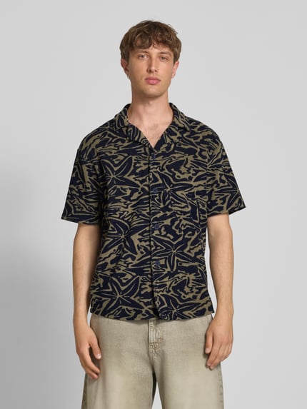 ONLY & SONS Relaxed Fit Freizeithemd aus Frottee 'SEARL' Dunkelblau 4
