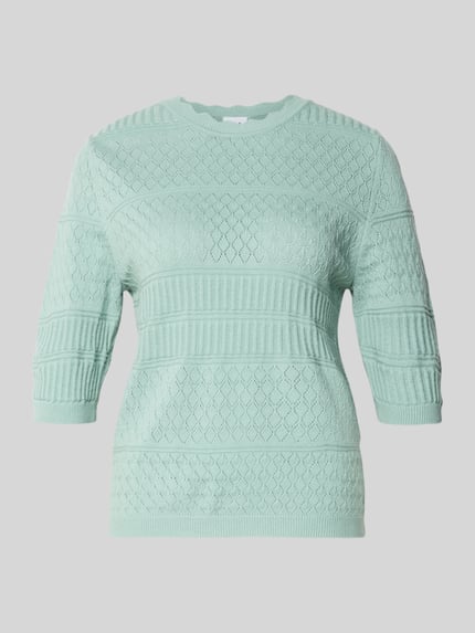 Productfoto, lichtgroene Strickpullover mit 1/2-Arm Modell 'MILOS' van Vila, viscosemix, regular fit, ronde hals, fijne structuur