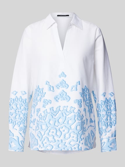 COMMA Relaxed Fit Bluse mit V-Ausschnitt Bleu 2