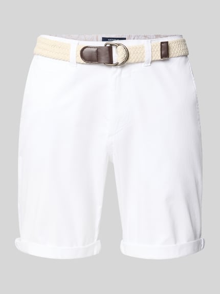 Produktfoto, bermudy z mieszanki bawełny z dodatkiem streczu, krój straight fit, pasek, wpuszczane kieszenie, zakładka, Bermudas mit Gürtel und Eingrifftaschen von MCNEAL, szerokość w rozmiarze M: 46 cm, długość wewnętrzna nogawki w rozmiarze M: 20 cm
