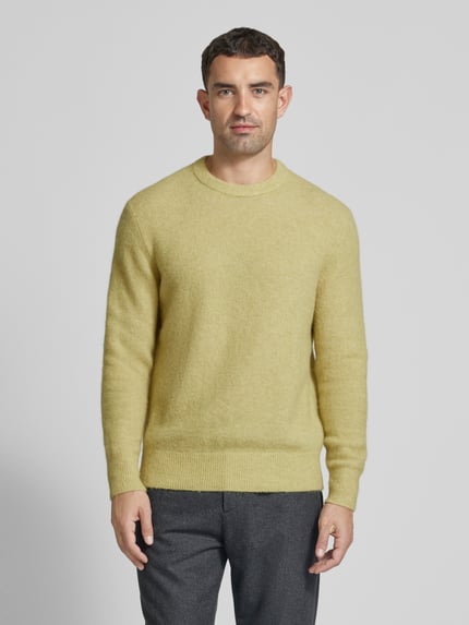 Jake*s Studio Men Sweter z dzianiny z okrągłym dekoltem Limonkowy 4