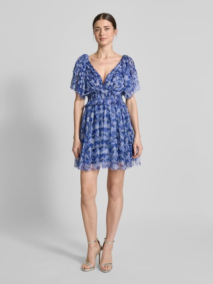 Lace & Beads Cocktailkleid mit Volants Dunkelblau 1