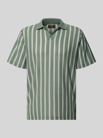 JACK & JONES Premium Regular Fit Poloshirt mit V-Ausschnitt Modell 'HARRY' Lind 2
