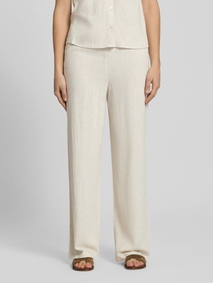ONLY Loose Fit Weite Hose aus Viskose-Leinen-Mix Modell 'SIESTA' Ecru 4