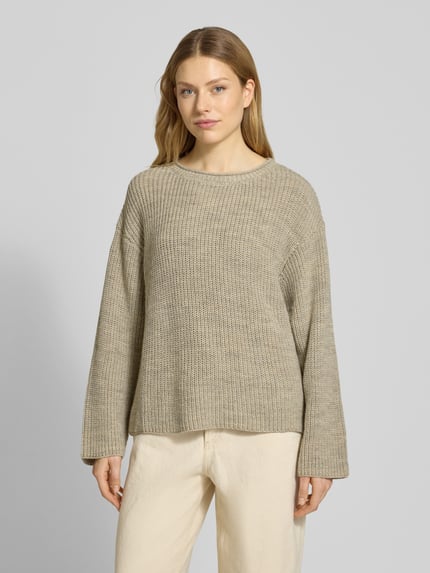 American Vintage Sweter z dzianiny z okrągłym dekoltem model ‘CRASHWAY’ Średnioszary 4