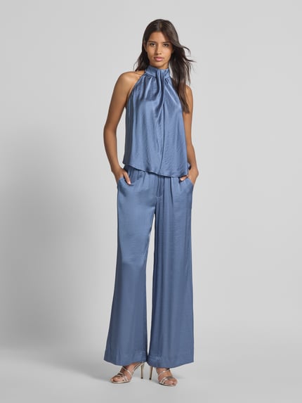 mbyM Wide leg stoffen broek met elastische band, model 'Asaka' Rookblauw - 1