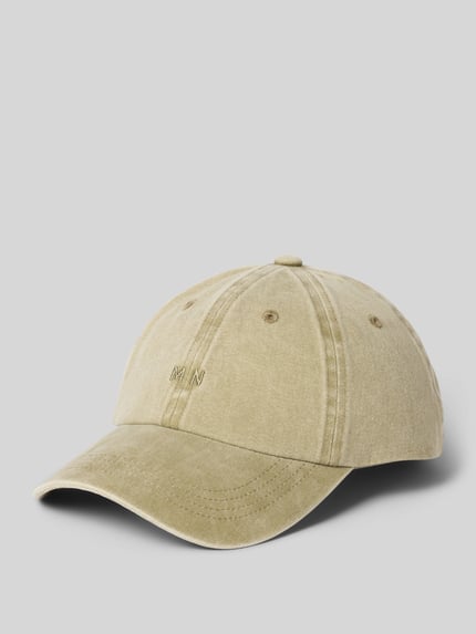 Produktfoto, Basecap met labelstitching van MADS NØRGAARD in lichtbeige, puur katoen, versterkte klep, in grootte verstelbaar