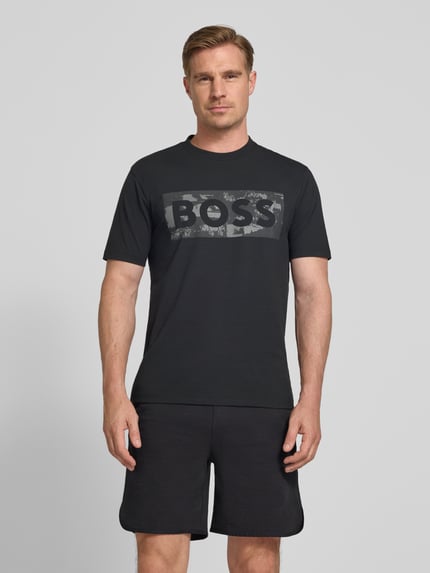 BOSS Green Regular Fit T-Shirt aus Baumwoll-Mix Modell 'TS_GLOBE LOGOPATTERN' Black 4