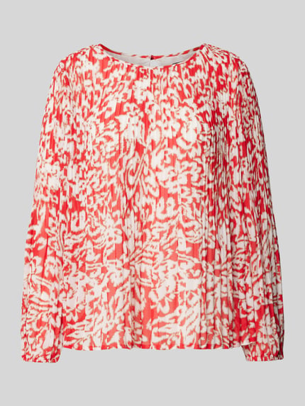 COMMA Bluse mit Plisseefalten und Rundhalsausschnitt Rot 2