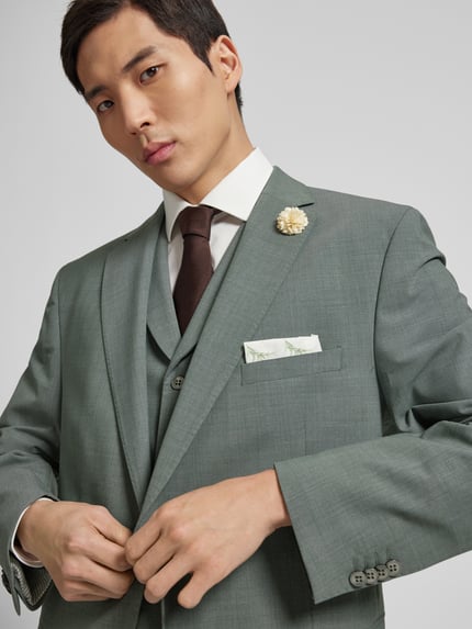 Carl Gross Slim Fit 2-Knopf-Sakko mit Woll-Anteil Modell 'Shelby' Gruen 3