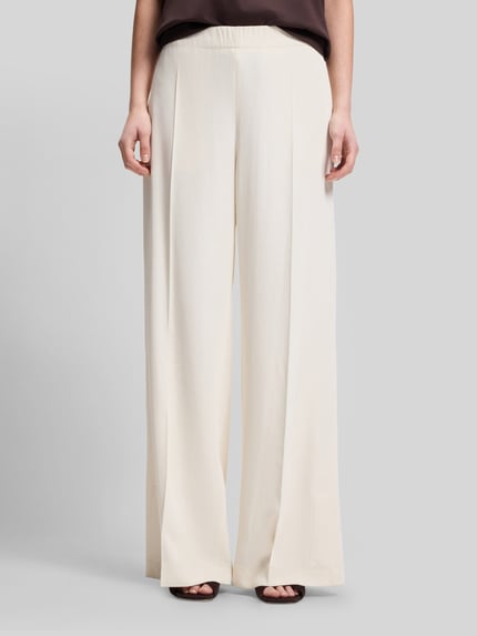 BOSS relaxed fit wide leg broek model 'TAJILA' Offwhite - 4